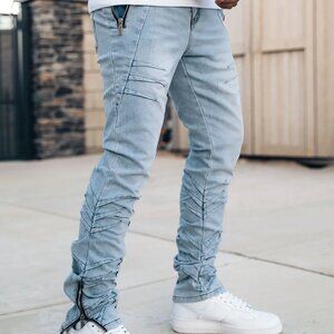 PRSTGE Wrinkled Track Jeans in Blue
